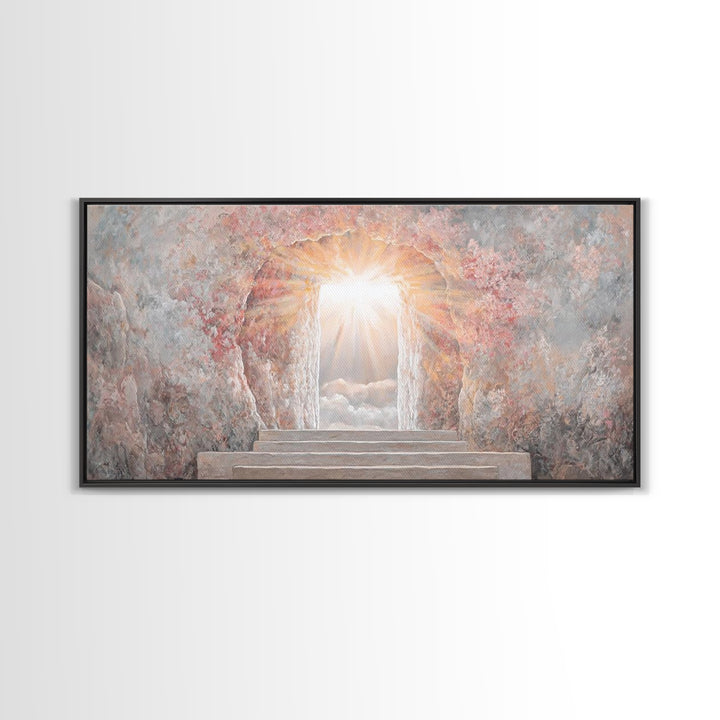 Radiant Tomb Light – Framed Canvas Print – Christian Wall Art – Christian Art Canvas – Jesus Painting – Christian Christmas Art