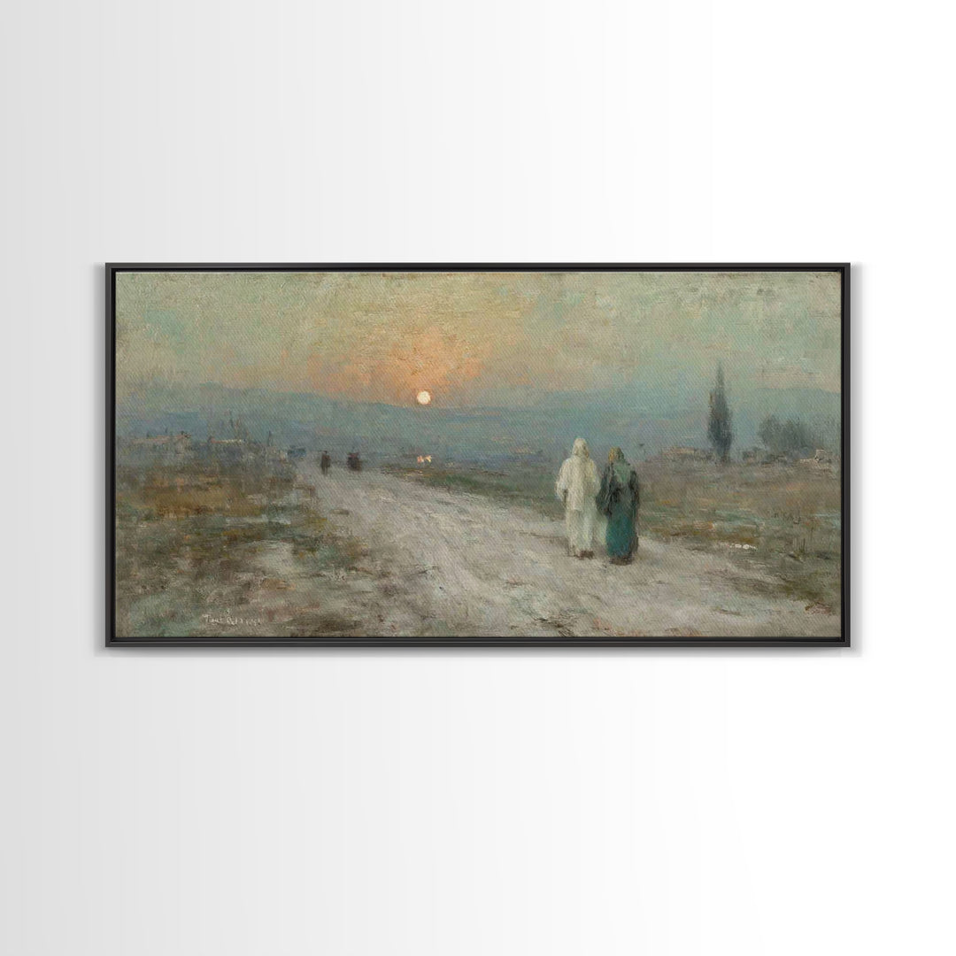 Sunset Pilgrim Road | Framed Canvas Print | Christian Wall Art | Jesus Painting | Christian Art Canvas | Christian Gift Ideas