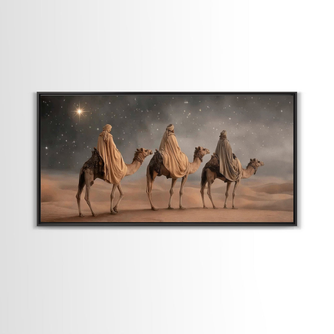 Night of Kings, Framed Canvas Print, Christian Christmas Art, Christian Wall Art, Christmas Canvas Wall Art, Moody Christmas Art, Christian