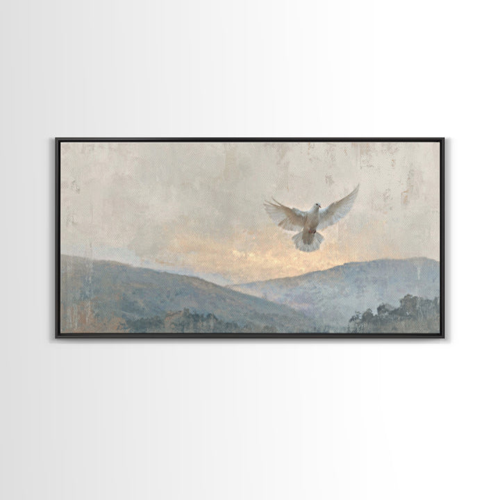 Heavenly Dove – Framed Canvas Print – Christian Wall Art – Christian Art Canvas – Christian Painting – Christmas Art – Christian Decor