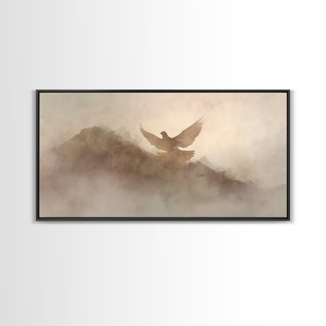 Misty Ascent – Framed Canvas Print – Christian Art Canvas – Christian Wall Art – Christmas Art – Christian Painting – Christian Decorations