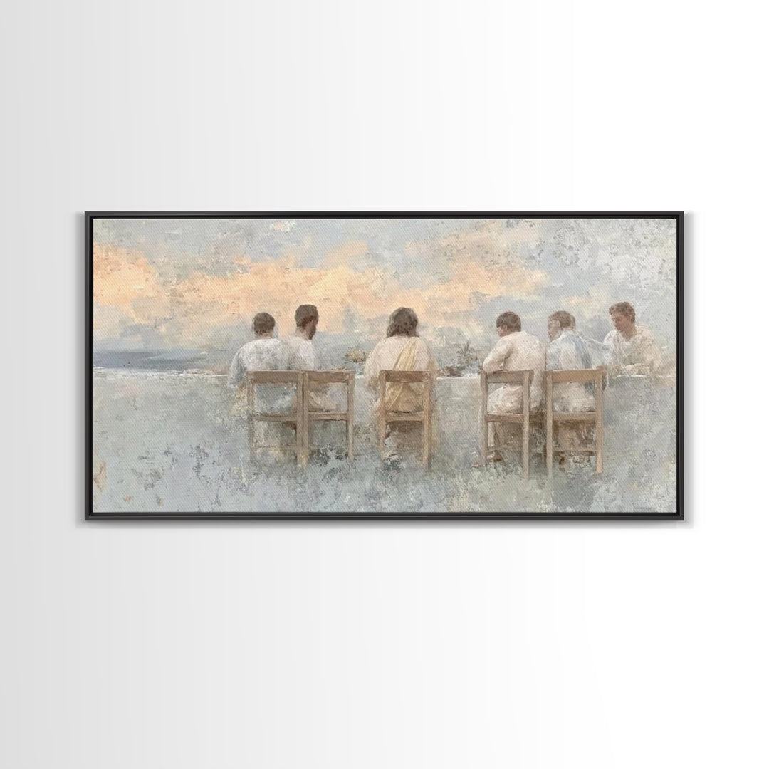Evening Communion – Framed Canvas Print – Christian Painting – Christian Art Canvas – Christian Wall Art – Christian Christmas Art – Christ