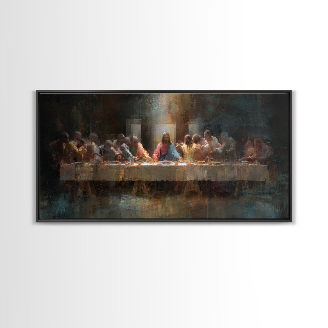 Holy Banquet – Framed Canvas Print – Christian Art Canvas – Christian Wall Art – Christian Christmas Art – Jesus Painting – Christian Decor