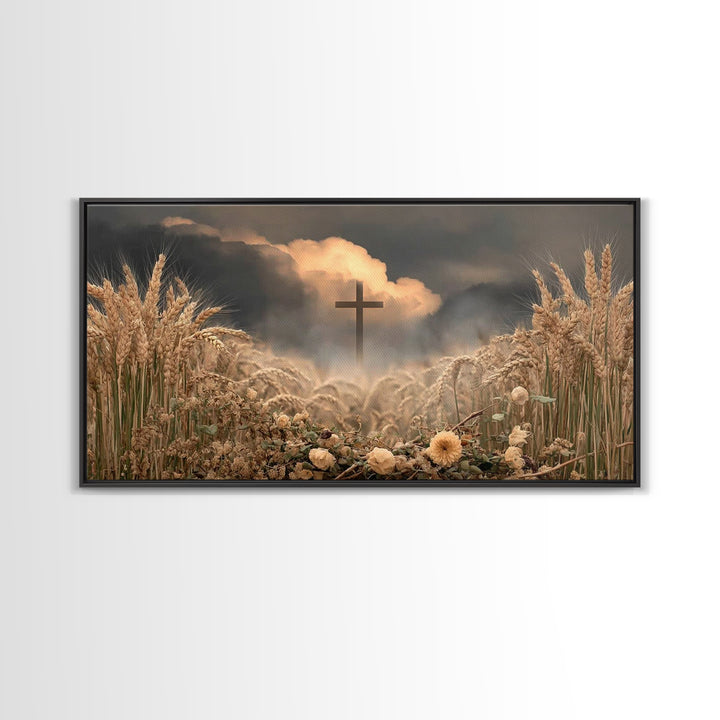 Harvest Cross – Framed Canvas Print – Christian Wall Art – Christian Art Prints – Christian Art Canvas – Christian Decor – Christian Painti