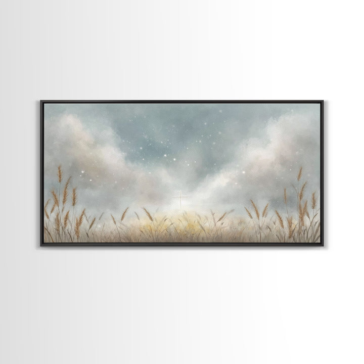 Starlit Hope – Framed Canvas Print – Christian Art Canvas – Christian Painting – Christian Wall Art – Christian Decor – Christian Art Print