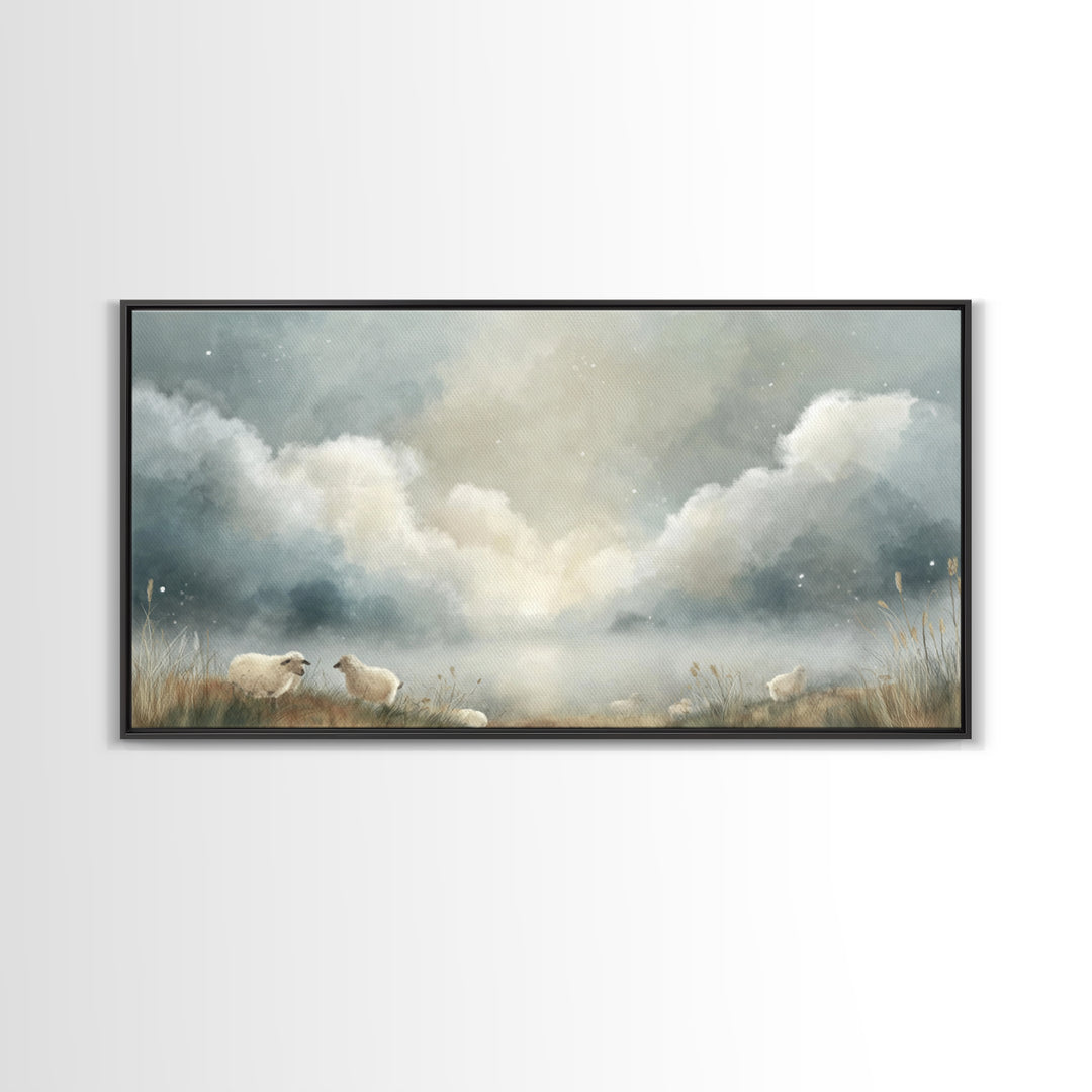 Silent Flock Light – Framed Canvas Print – Christian Wall Art – Christian Art Canvas – Christian Art – Subtle Christian Art – Christmas Art