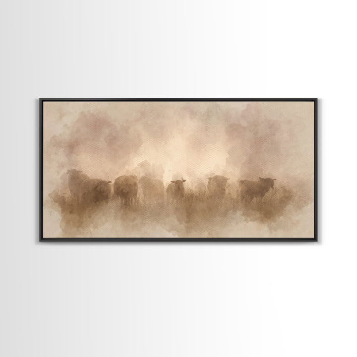 Dawnwatch Sheep – Framed Canvas Print – Christian Art Canvas – Christian Wall Art – Christian Christmas Art – Christian Decor – Moody Chris