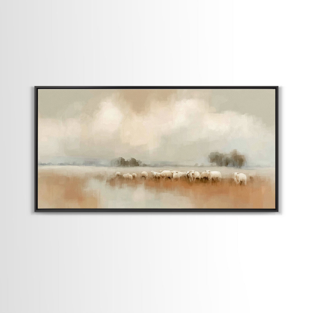 Gentle Fields – Framed Canvas Print – Christian Art Canvas – Christian Wall Art – Minimalist Christian Art – Christian Art Print – Christia