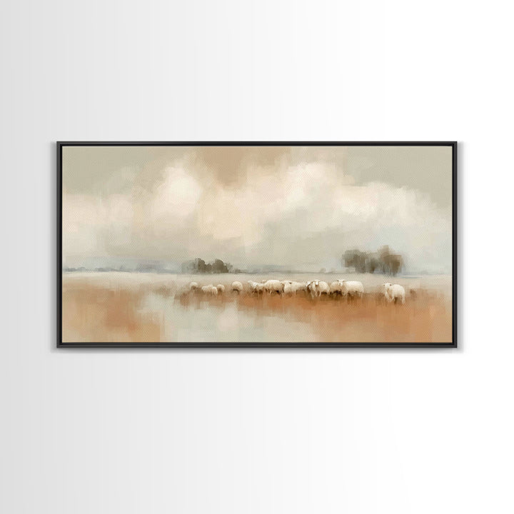 Gentle Fields – Framed Canvas Print – Christian Art Canvas – Christian Wall Art – Minimalist Christian Art – Christian Art Print – Christia