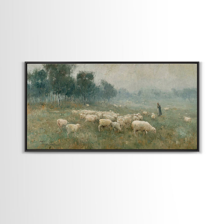 Shepherd’s Field – Framed Canvas Print – Christian Wall Art – Christian Art – Christian Art Canvas – Vintage Christian Art – Christian Deco
