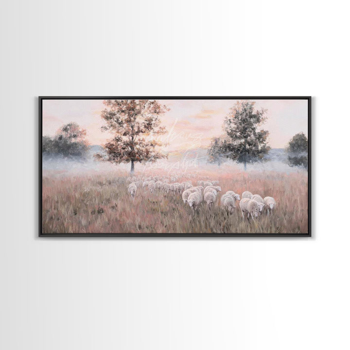Pastel Meadow – Framed Canvas Print – Christian Art – Christian Art Canvas – Christian Wall Art – Modern Christian Art – Christian Christma