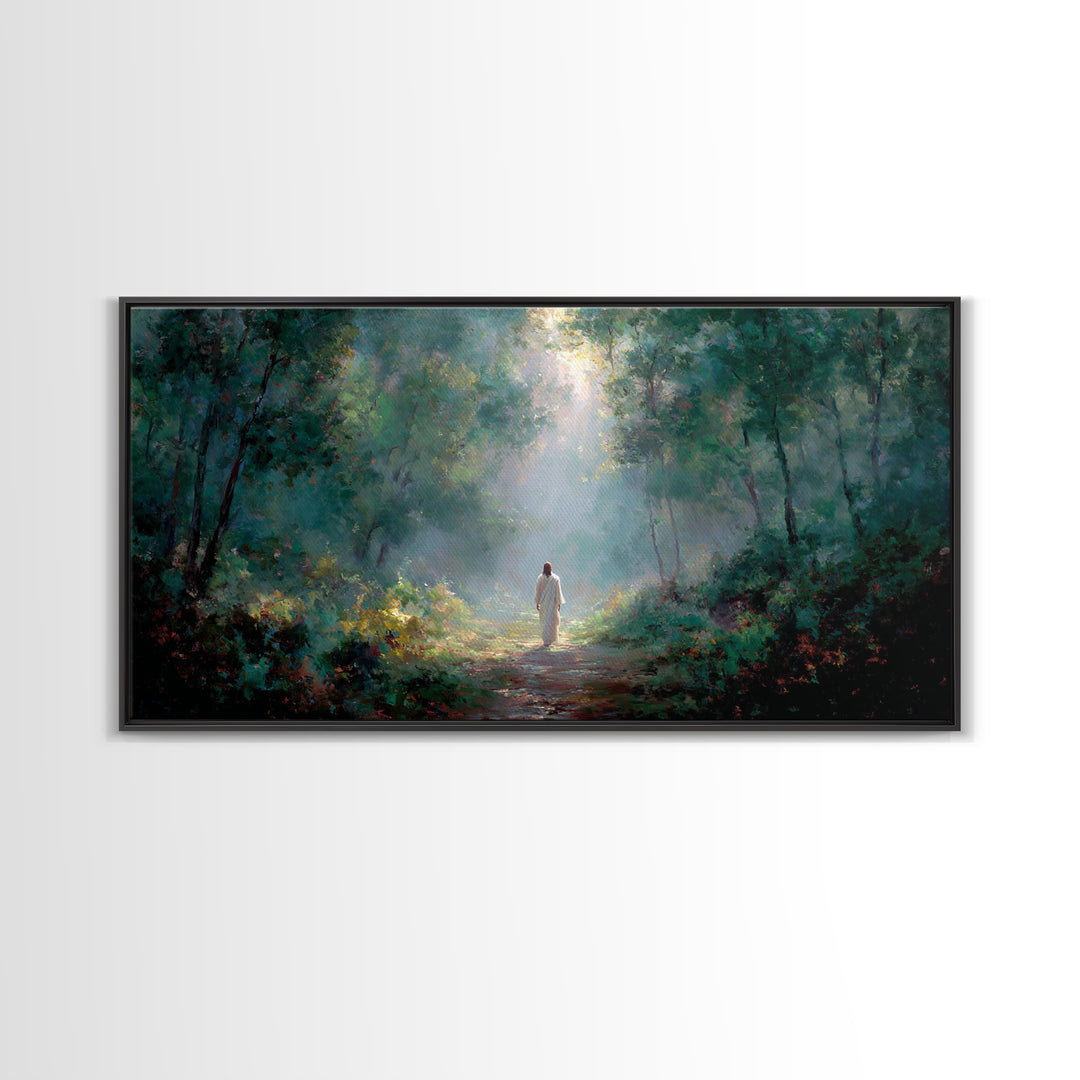 Sacred Morning Walk – Framed Canvas Print – Christmas Art – Christian Art Canvas – Christian Decor – Jesus Painting – Christian Wall Art