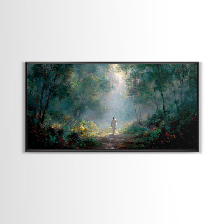 Sacred Morning Walk – Framed Canvas Print – Christmas Art – Christian Art Canvas – Christian Decor – Jesus Painting – Christian Wall Art