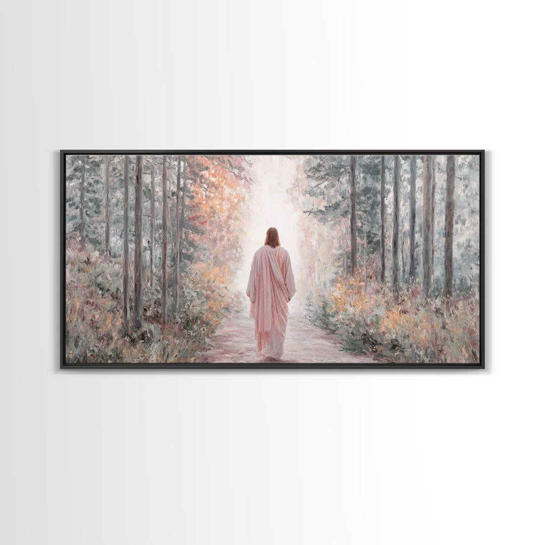 Forest Messiah Light – Framed Canvas Print – Jesus Painting – Christian Art Canvas – Christmas Wall Art – Christian Gift – Christian Art