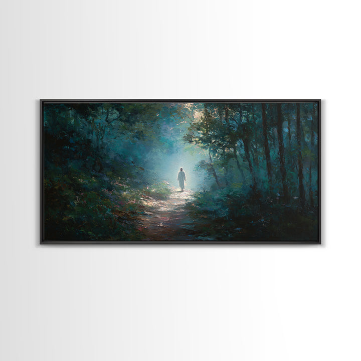 Light Of Redemption – Framed Canvas Print – Christian Wall Art – Jesus Painting – Christian Art Canvas – blue Christian art – Christian Art