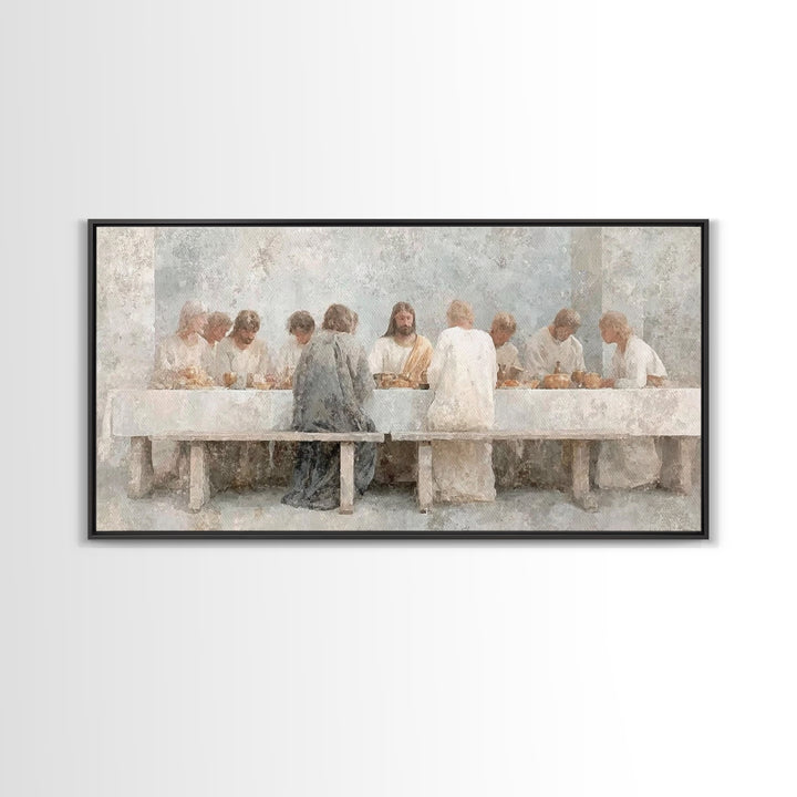 Sacred Supper Stillness – Framed Canvas Print – Christian Wall Art – Christian art canvas – vintage Christian art – Christian Art Print – J
