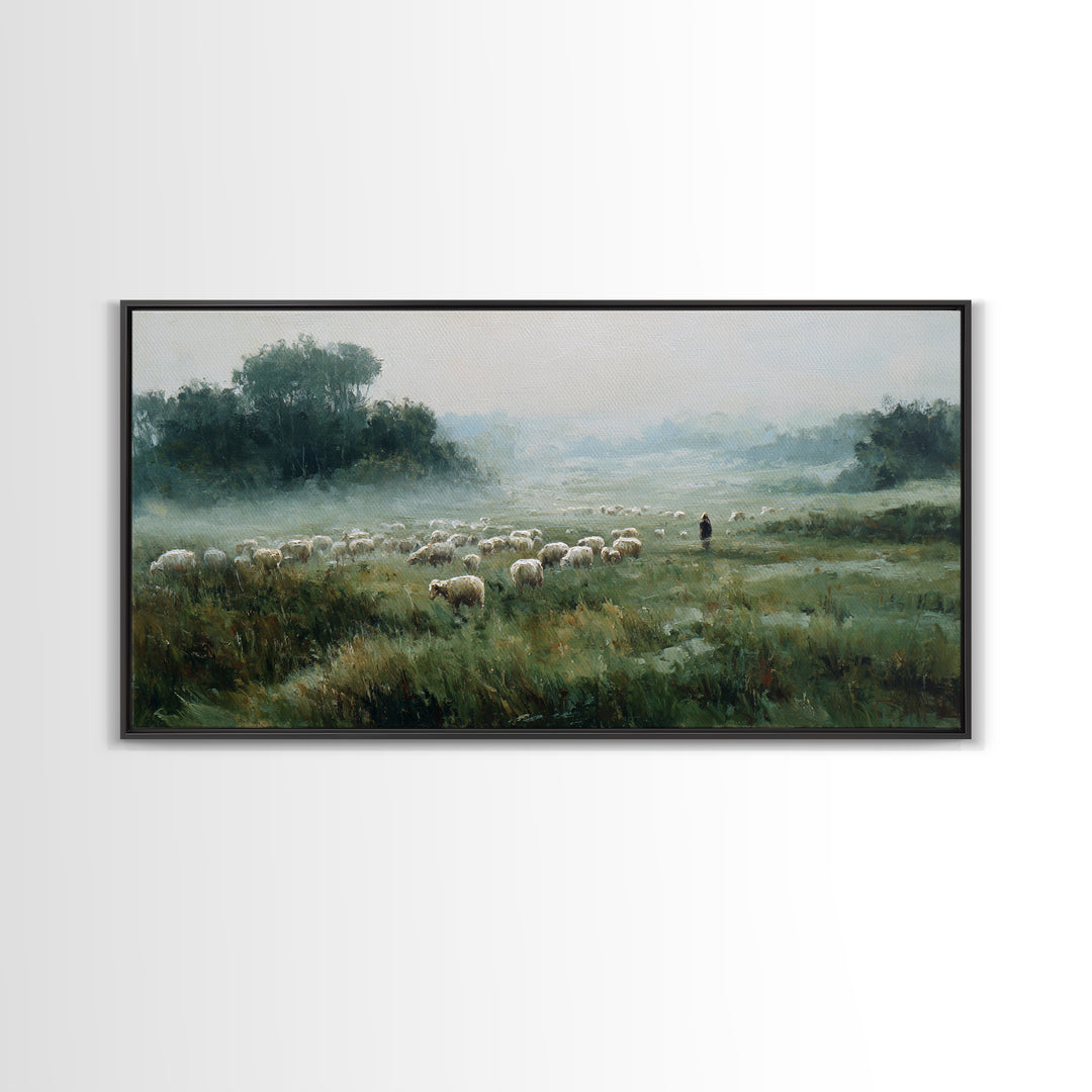 Meadow Of Peace | Framed Canvas Print | Christian Wall Art | Christian Art Canvas | Jesus Painting | Christian Christmas Art | Christian De