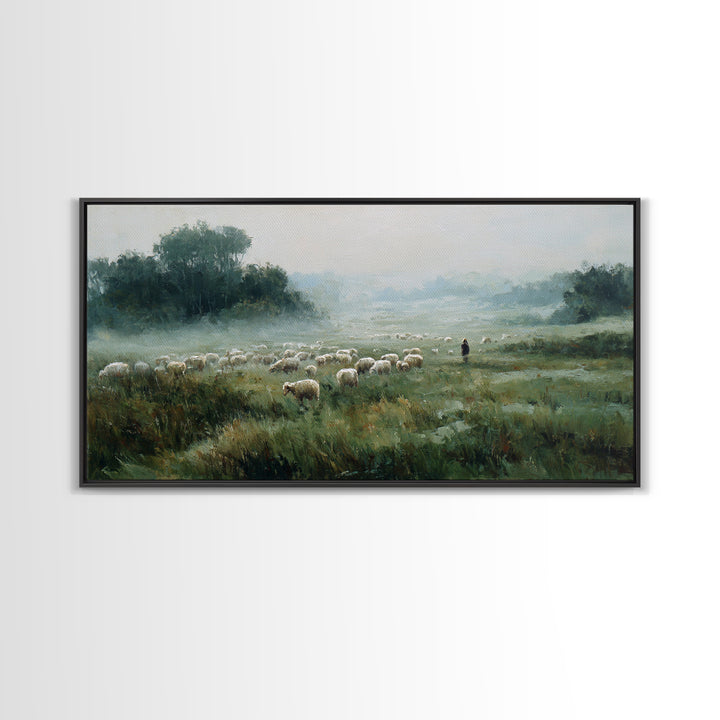 Meadow Of Peace | Framed Canvas Print | Christian Wall Art | Christian Art Canvas | Jesus Painting | Christian Christmas Art | Christian De