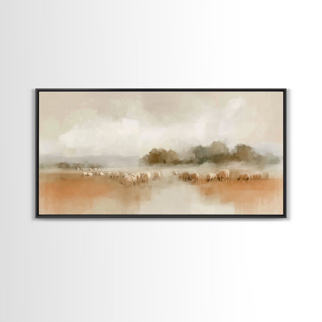 Quiet Shepherd Fields – Framed Canvas Print – Christian Art Canvas – Christian Wall Art – Christmas Art – Jesus Painting – Christian Gift