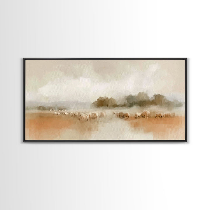 Quiet Shepherd Fields – Framed Canvas Print – Christian Art Canvas – Christian Wall Art – Christmas Art – Jesus Painting – Christian Gift