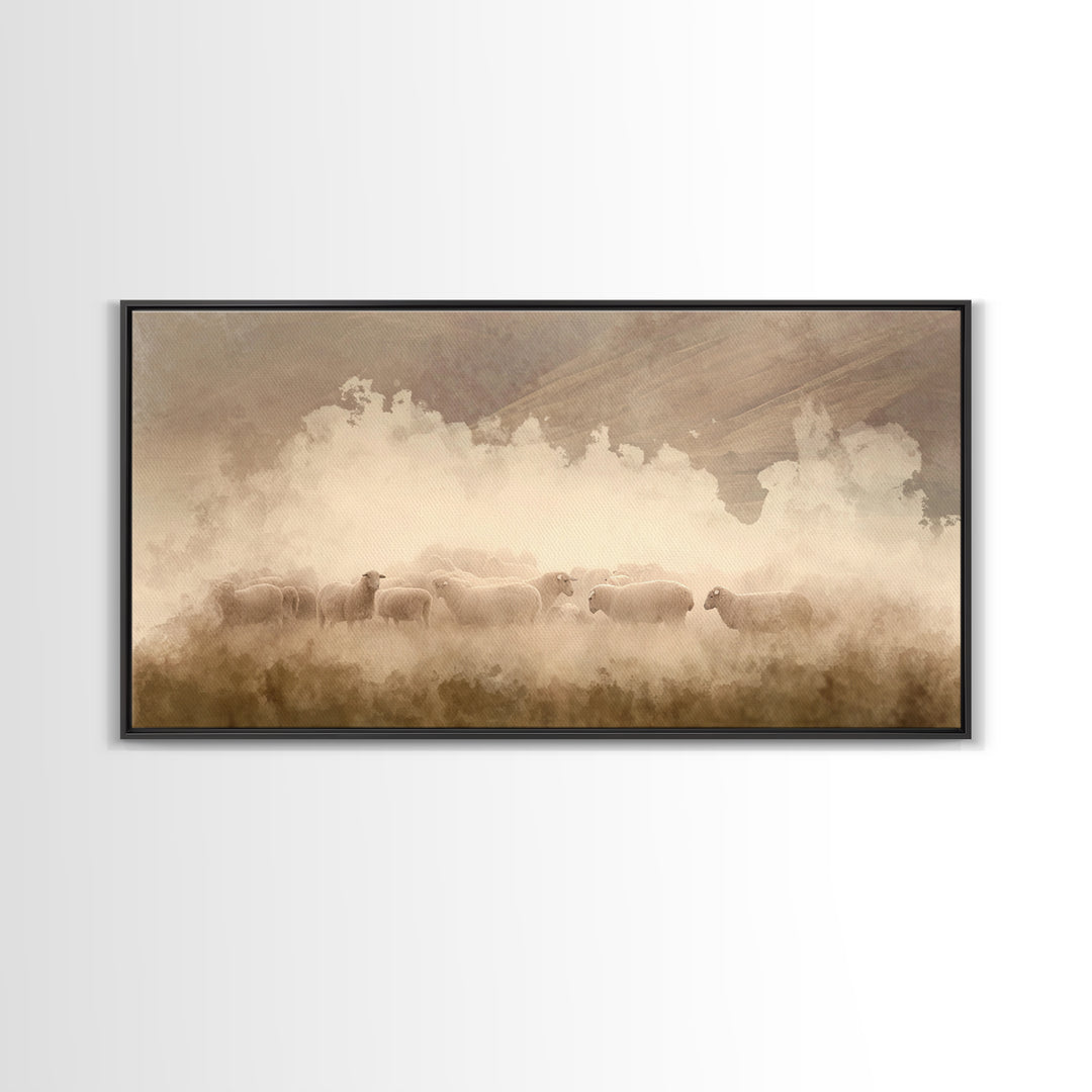 Soft Morning Haze, Framed Canvas Print, Christian Wall Art, Christian Art Canvas, Jesus Painting, Christian Decor, Christmas Art