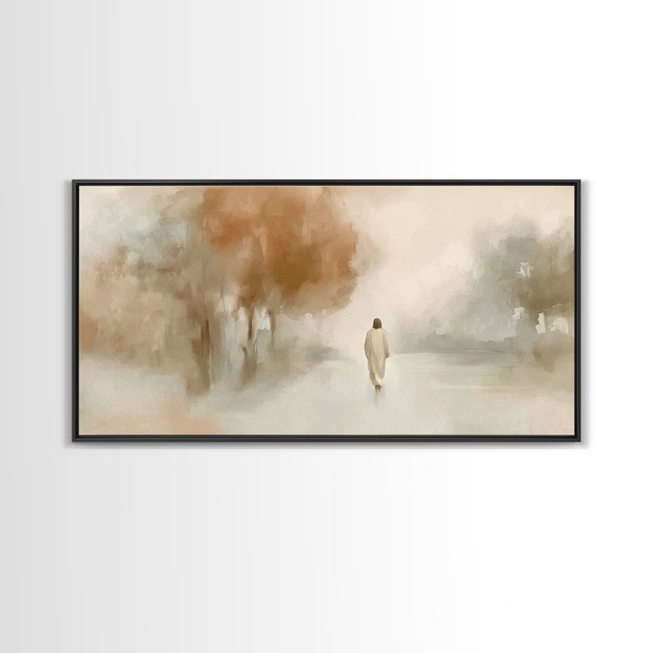 Autumn Walk Grace – Framed Canvas Print – Christian Wall Art – Christian Art Canvas – Christian Christmas Art – Jesus Painting – Christian