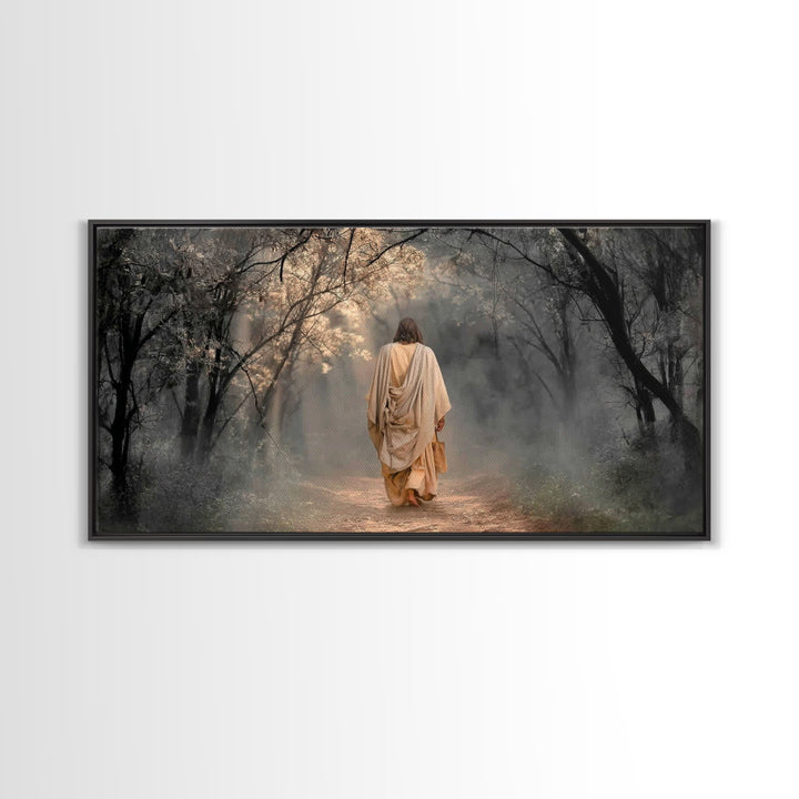Walk In The Light, Framed Canvas Print, Jesus Painting, Christian Wall Art, Christian Art Canvas, Christian Decor, Christmas Art
