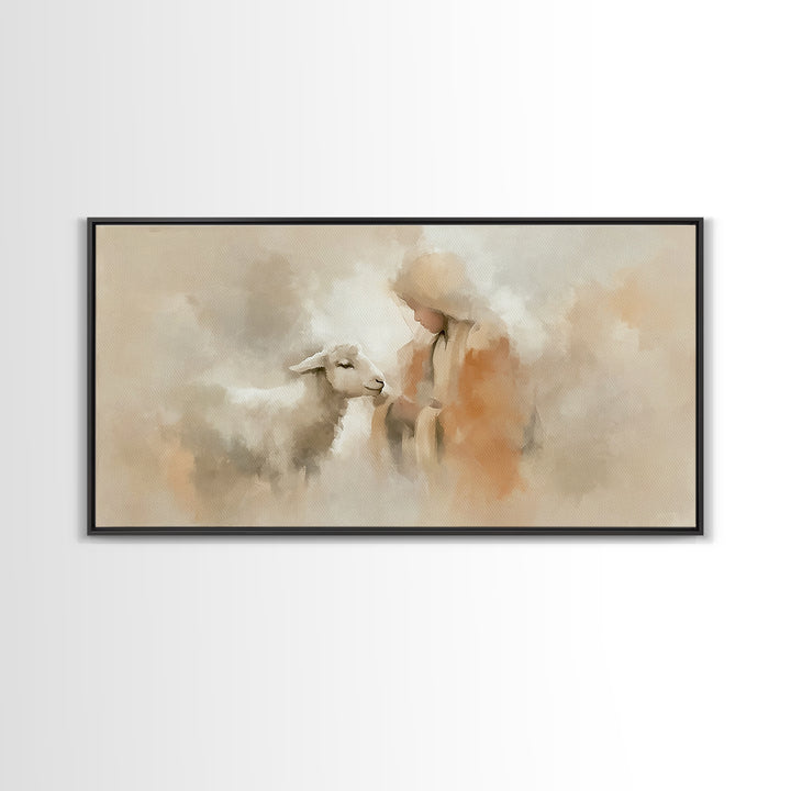 Shepherd’s Peace – Framed Canvas Print – Christian Wall Art – Christian Art Canvas – Jesus Painting – Christmas Art – Christian Christmas A