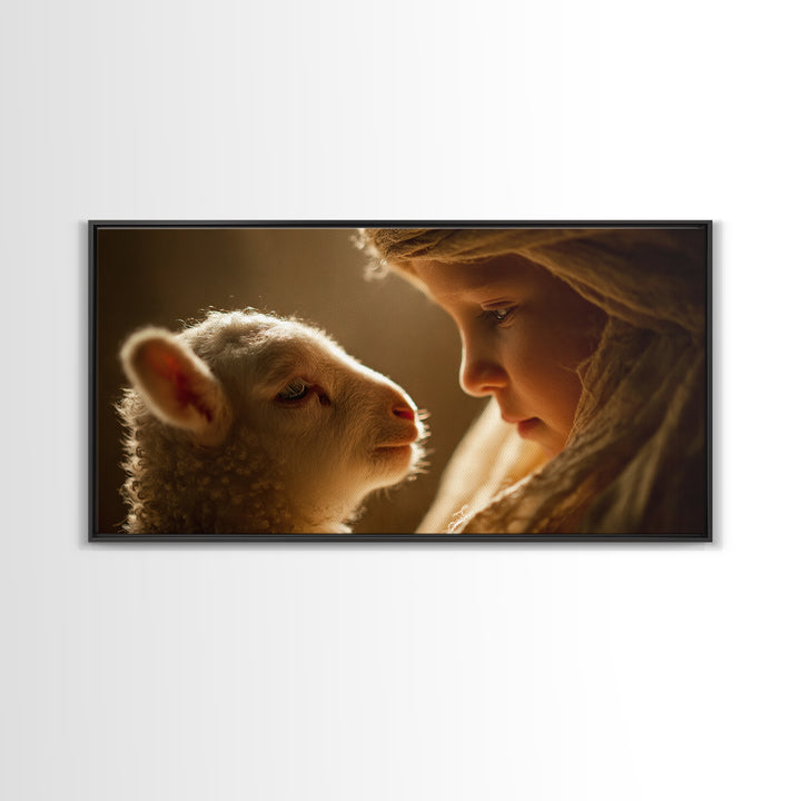 Tender Light – Framed Canvas Print – Christian Wall Art – Jesus Painting – Christian Art Canvas – Christian Gift – Christmas Art – Christia