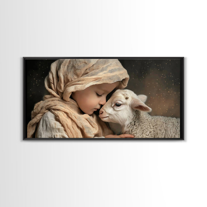 Gentle Devotion – Framed Canvas Print – Christian Wall Art – Christian Art Canvas – Jesus Painting – Christmas Art – Vintage Christian Art