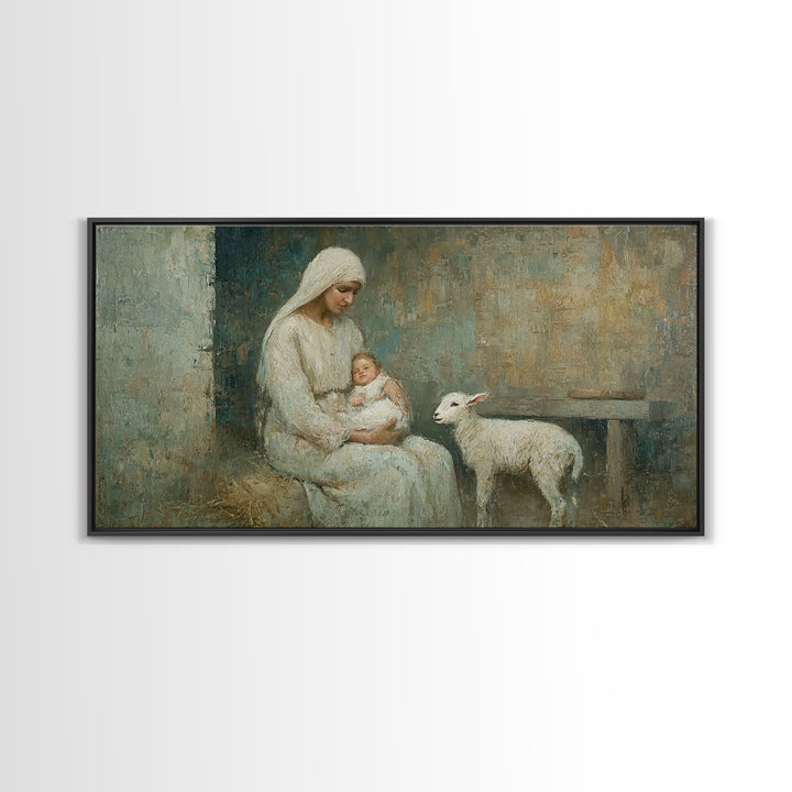 Holy Manger Calm – Framed Canvas Print – Christian Wall Art – Christian Art Canvas – Jesus Painting – Christian Christmas Art – Christmas W