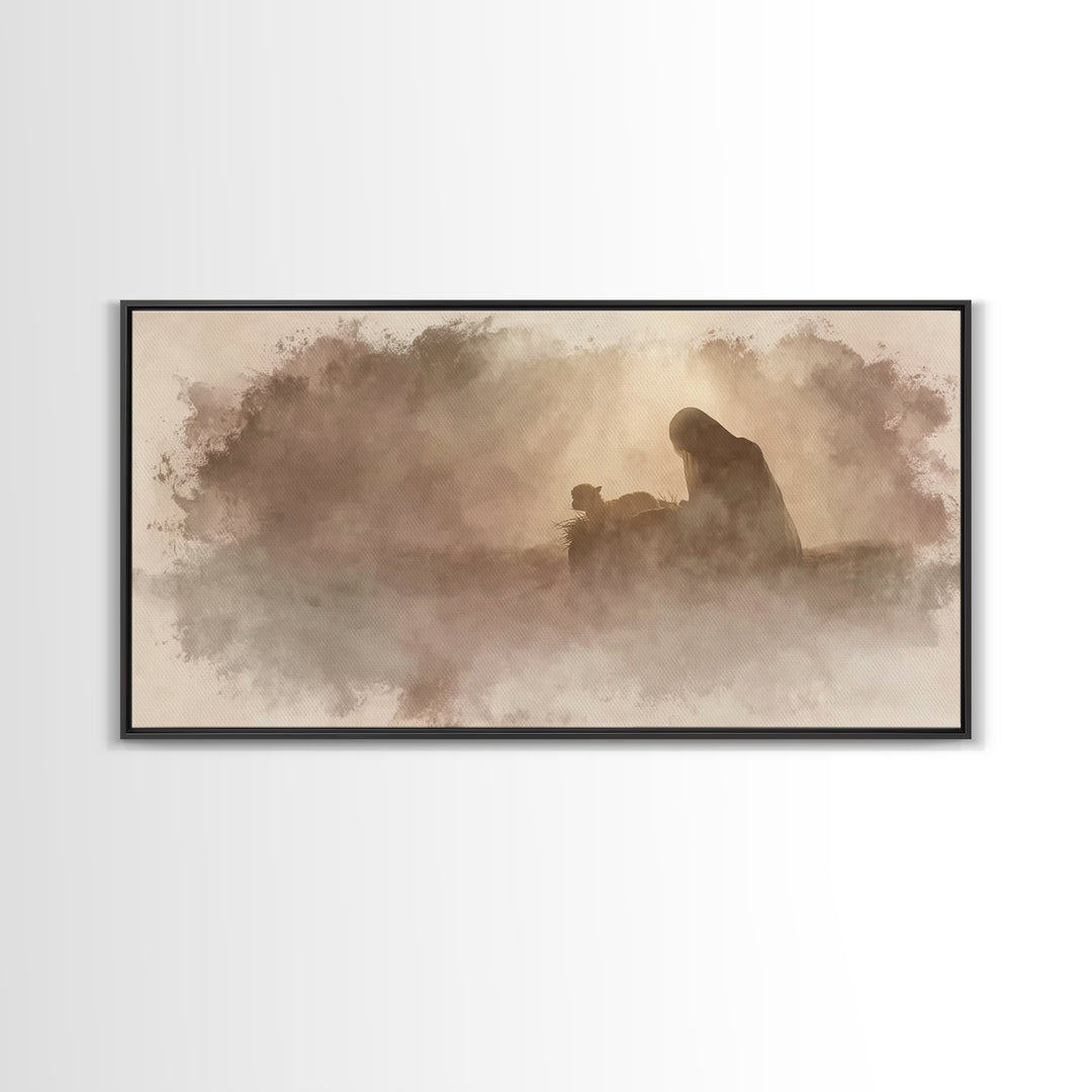 Nativity Dawn – Framed Canvas Print – Christian Wall Art – Christian Art Canvas – Jesus Painting – Christian Christmas – Christmas Art – Ch