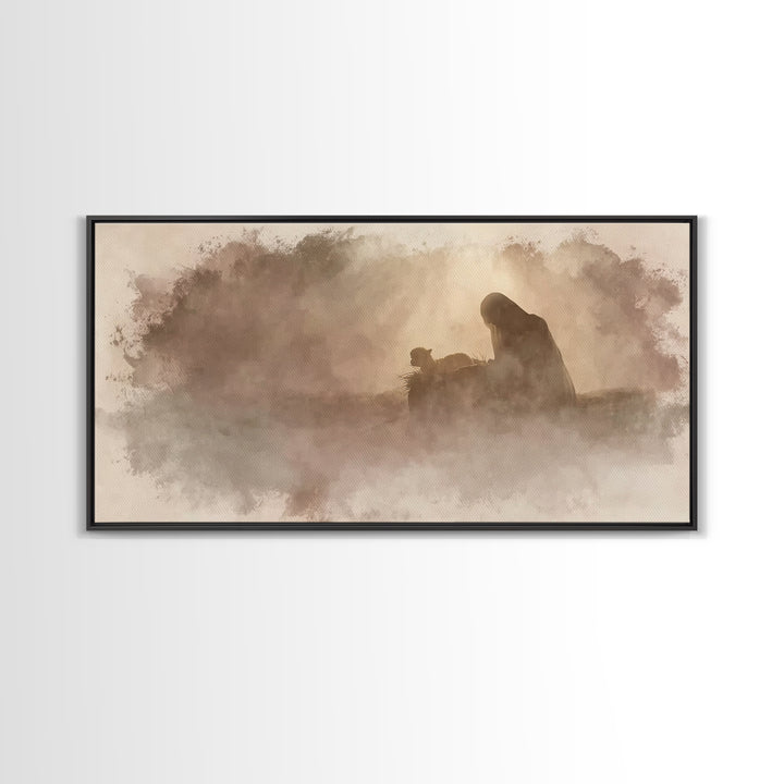 Nativity Dawn – Framed Canvas Print – Christian Wall Art – Christian Art Canvas – Jesus Painting – Christian Christmas – Christmas Art – Ch