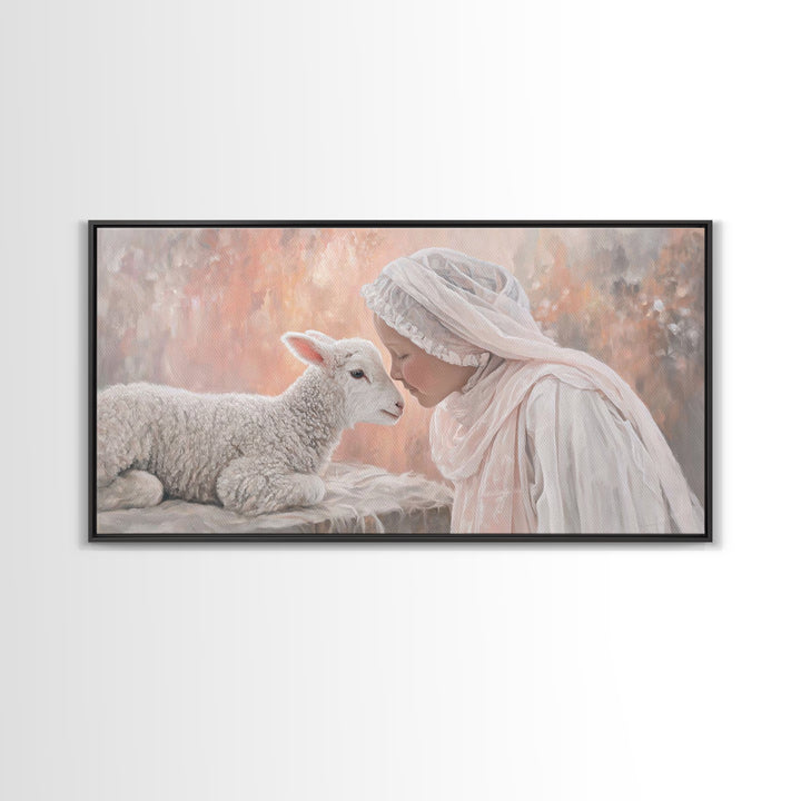 Sacred Stillness – Framed Canvas Print – Christian Wall Art – Christian Art Canvas – Christian Painting – Christmas Art – Christian Christm