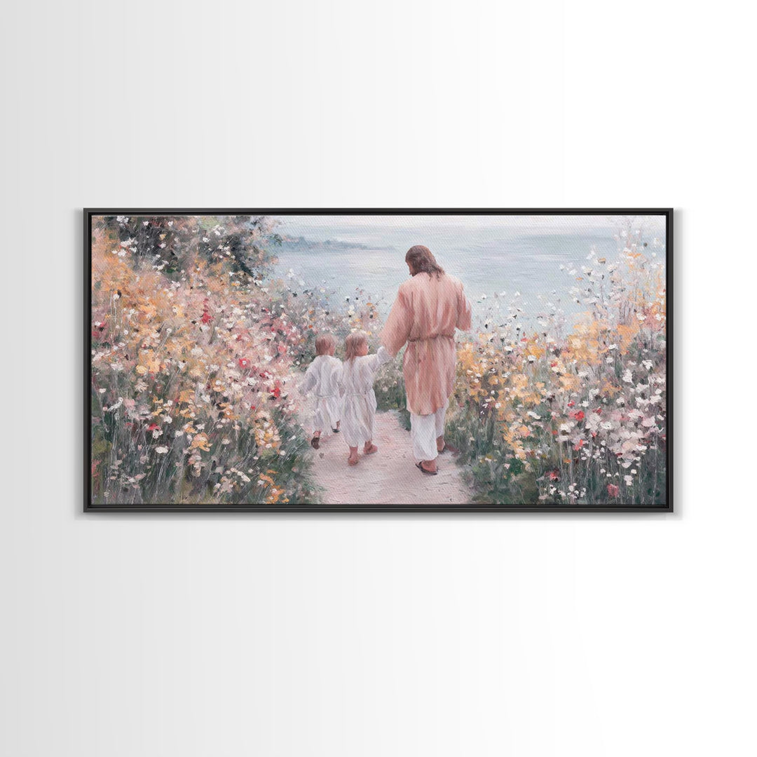 Meadow Grace – Framed Canvas Print – Christian Wall Art – Christian Art Canvas – Jesus Painting – Christian Gift Ideas – Minimalist Christi