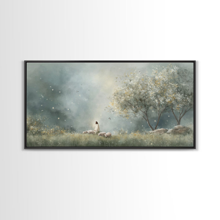 Blossoms Of Peace – Framed Canvas Print – Christian Wall Art – Christian Art Canvas – Jesus Painting – Christian Art Work – Large Jesus Pai