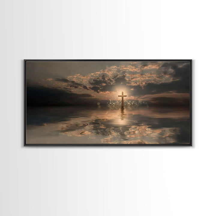 Cross Of Dawn – Framed Canvas Print – Christian Art Canvas – Christian Wall Art – Moody Christian Art – Christmas Art – Christian Decoratio