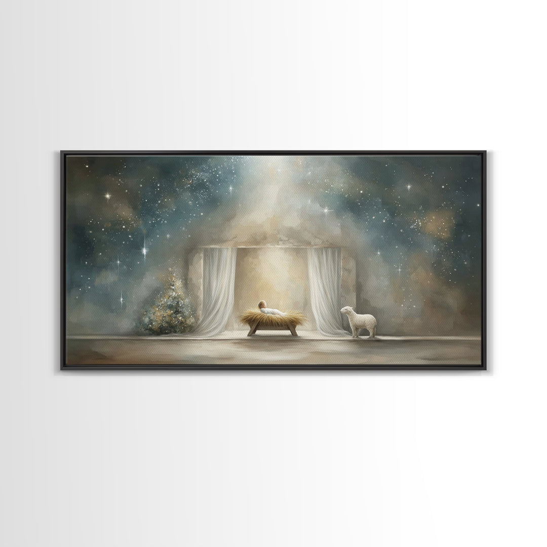 Nativity Wonder – Framed Canvas Print – Jesus Christmas Art – Christian Wall Art – Birth Of Jesus Painting – Christian Art Canvas – Christm