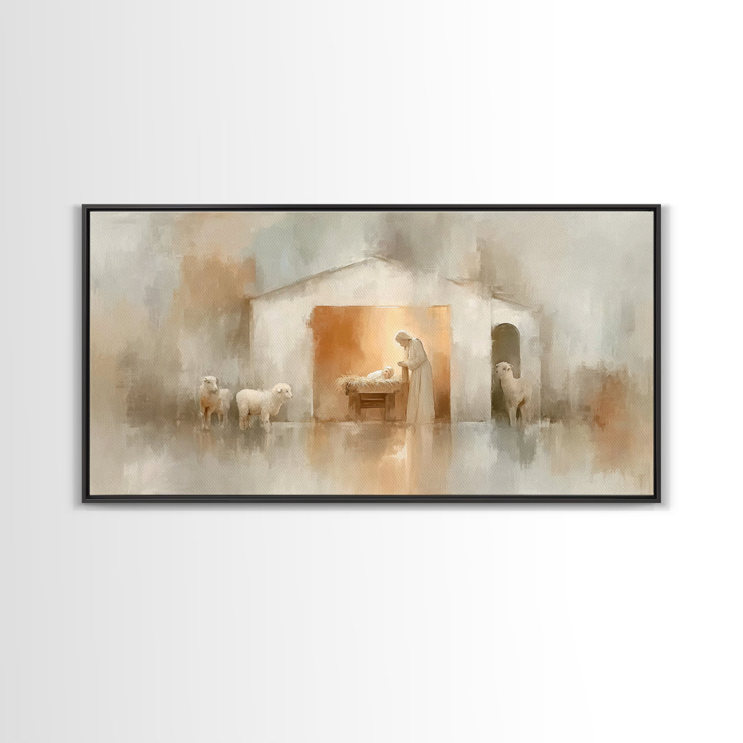 Bethlehem Stillness – Framed Canvas Print – Christian Christmas Art – Christian Wall Art – Christian Art Canvas – Jesus Painting