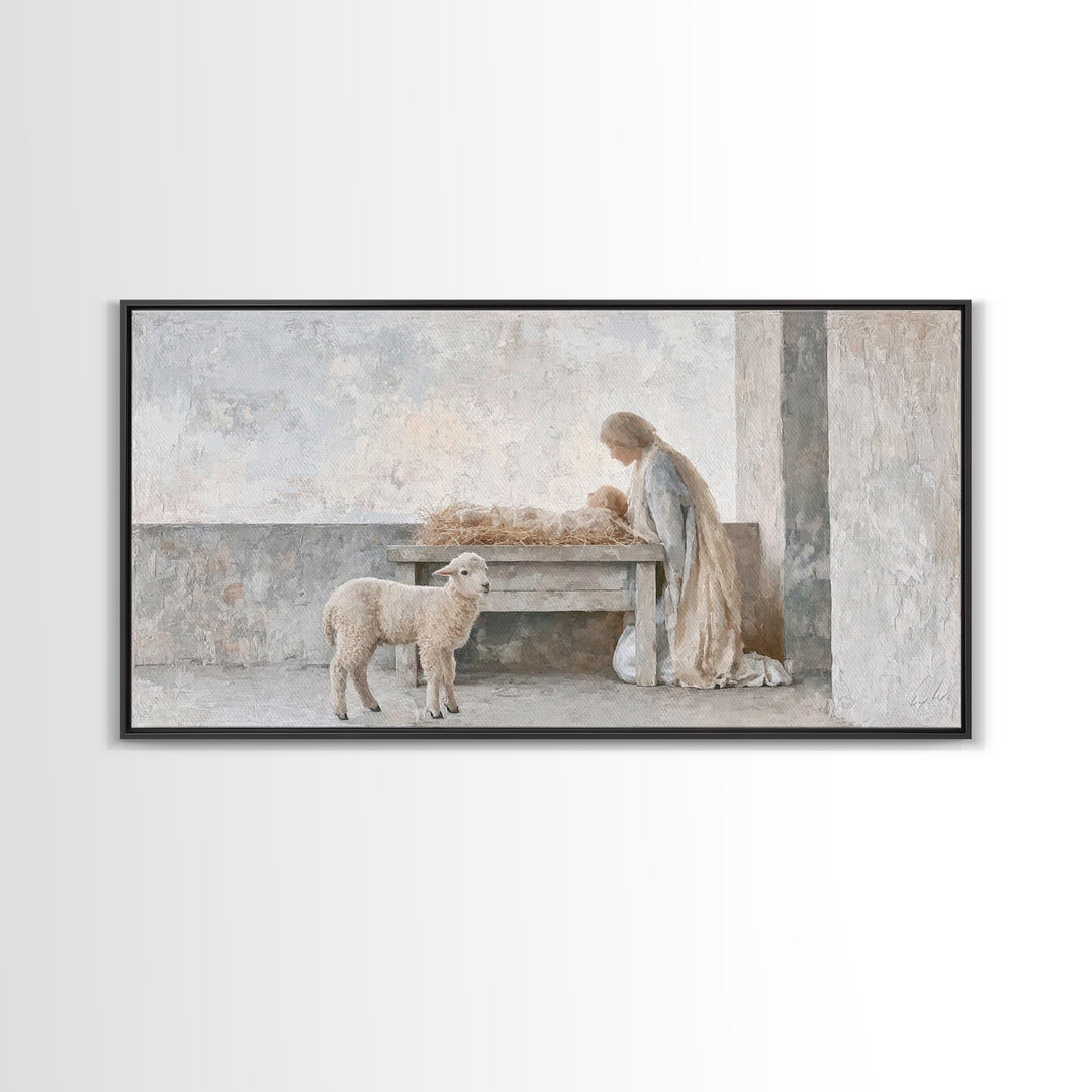 Sacred Dawn Light – Framed Canvas Print – Christian Art Canvas – Christian Christmas Art – Christian Wall Art – Jesus Painting