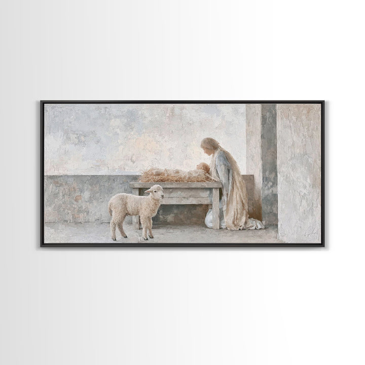 Sacred Dawn Light – Framed Canvas Print – Christian Art Canvas – Christian Christmas Art – Christian Wall Art – Jesus Painting