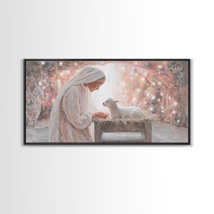 Heaven’s Quiet Gift – Framed Canvas Print – Christian Art Canvas – Christian Painting – Christian Wall Art – Christmas Art