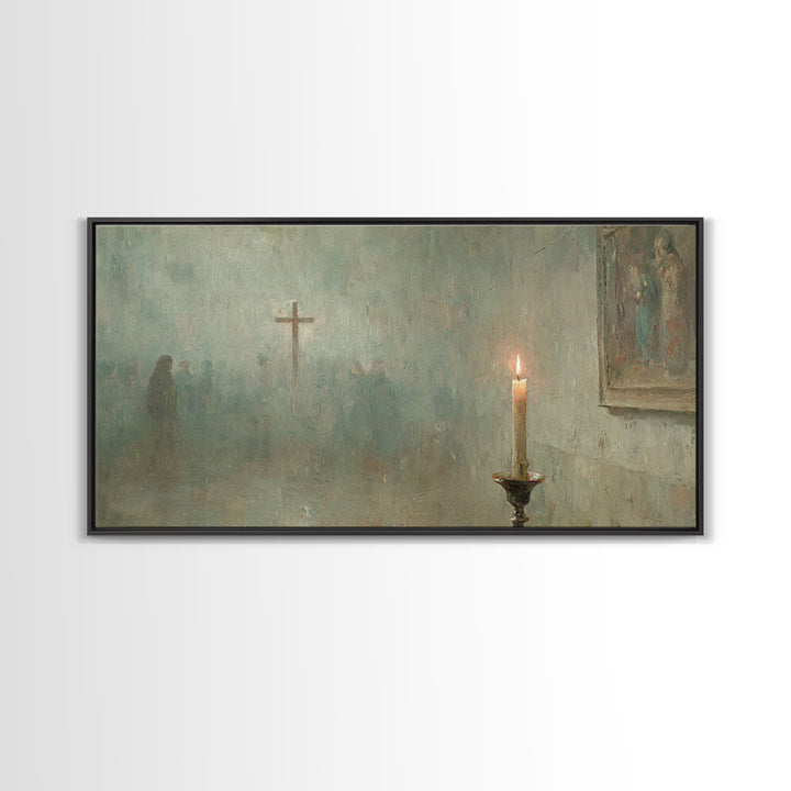 Silent Chapel Prayer – Framed Canvas Print – Christian Wall Art – Christian Art Canvas – Christian Paintings – Vintage Christian Art – Chri
