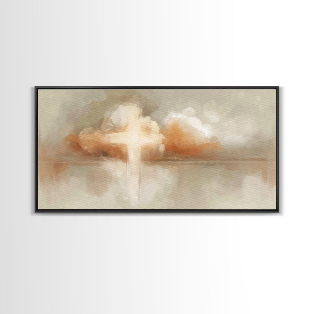Radiant Cross Light – Framed Canvas Print – Christian Art – Christian Art Canvas – Abstract Christian Art – Christian Wall Art