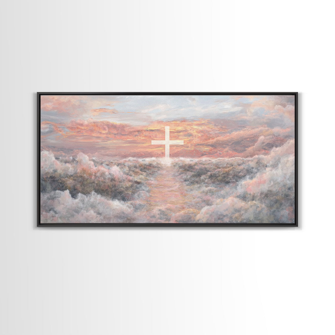 Heaven’s Dawn Path – Framed Canvas Print – Christian Art Canvas – Christian Wall Art – Large Christian Art – Christian Painting
