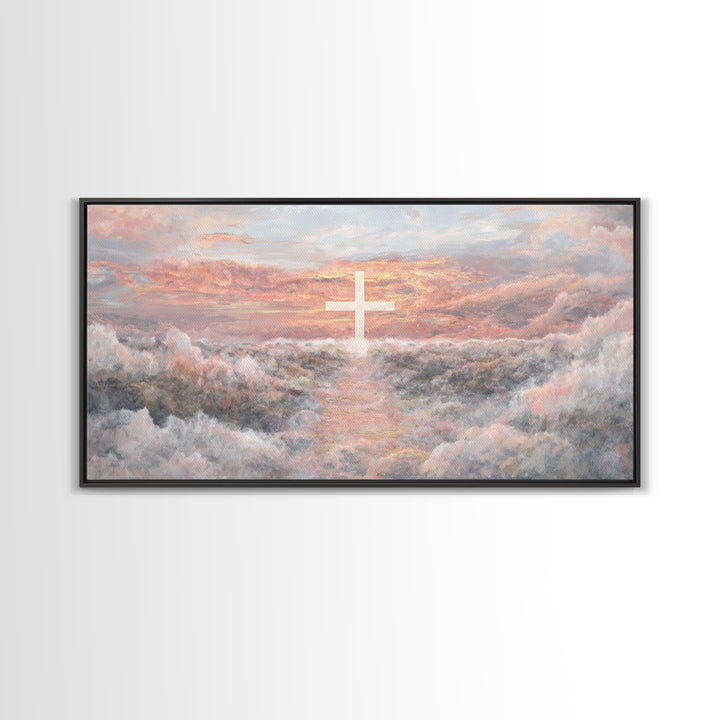 Heaven’s Dawn Path – Framed Canvas Print – Christian Art Canvas – Christian Wall Art – Large Christian Art – Christian Painting