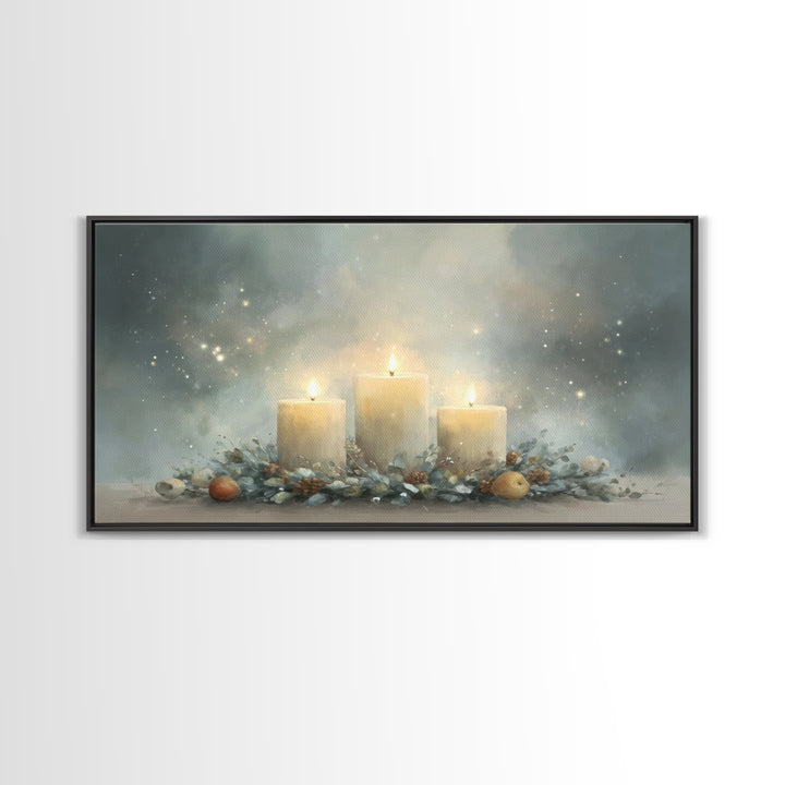 Advent Star Glow – Framed Canvas Print – Christmas Art – Christian Christmas Decor – Christian Art Canvas – Christmas Wall Art – Christmas
