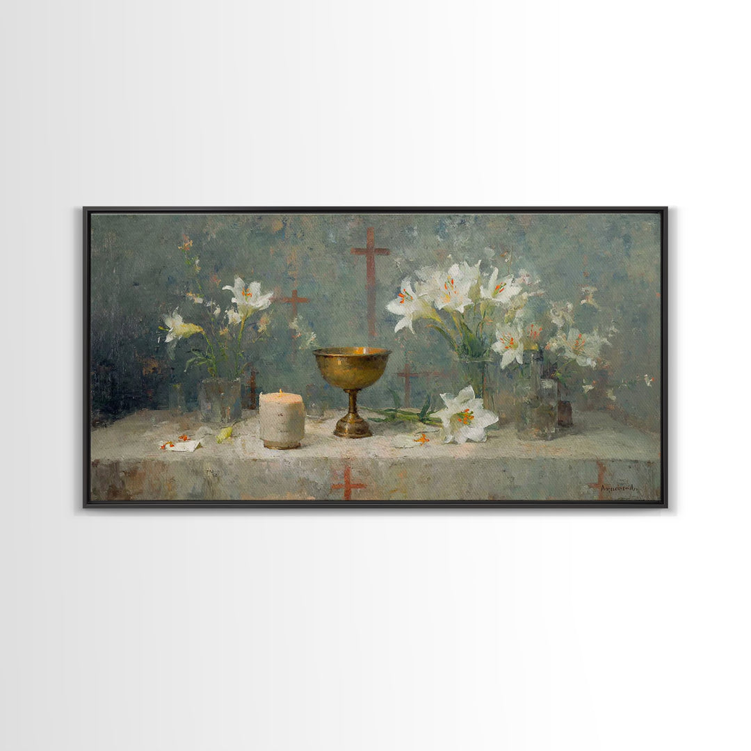 Table Of Reverence - Framed Canvas Print - Christian Wall Art - Christian Art Canvas - Vintage Christian Painting - Christian Art Gift - Ch
