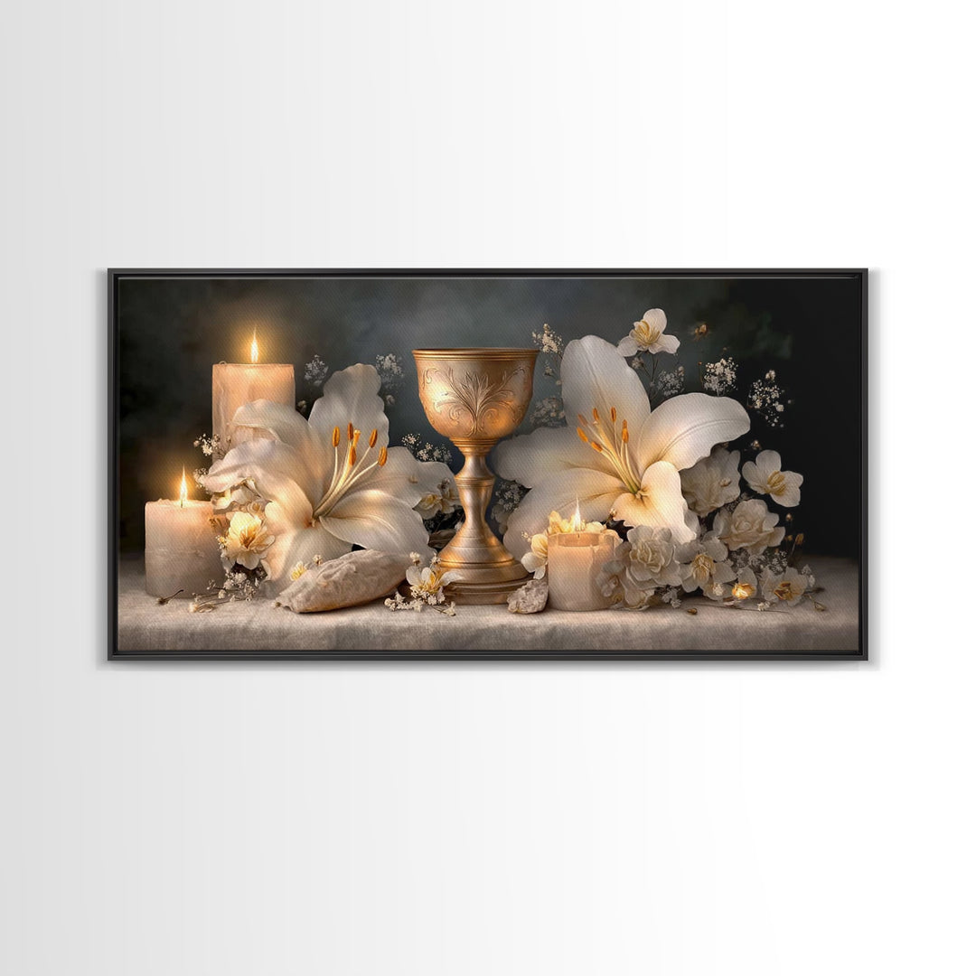 Holy Radiance - Framed Canvas Print - Christian Wall Art - Christian Art Canvas - Subtle Christian Art - Blue Christian Art - Christian Dec