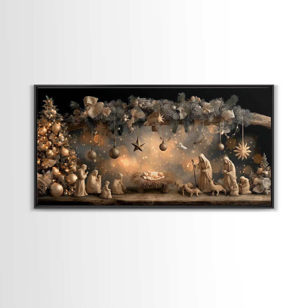 Holy Night Glory – Framed Canvas Print – Christian Wall Art – Christian Christmas Art – Christmas Art Prints – Christian Art Canvas – Chris